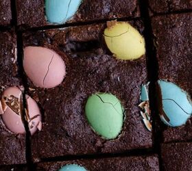 strawberry rhubarb bars, Easter Brownies all together up close