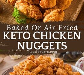 keto chicken nuggets low carb nugget recipe, Keto Chicken Nuggets Pin with text overlay