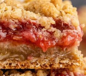 pork prime rib, Close Up of Strawberry Layer in Strawberry Rhubarb Bars