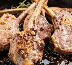 pork prime rib, Pan Fried Lamb Chops in a skillet with garlic and thyme