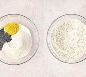 best lemon poppy seed muffins with sliced almonds, Whisking together flour baking powder baking soda salt poppy seeds and lemon zest in a medium bowl