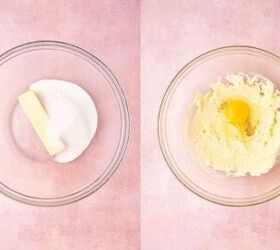 easy carrot cake muffins with cheesecake filling no frosting needed, Beating butter and sugar until light and fluffy then adding eggs one at a time with vanilla extract