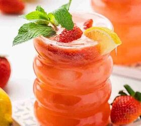 12 easy easter desserts sweet treats for kids and family, Two glasses of strawberry lemonade mocktail on a marble surface