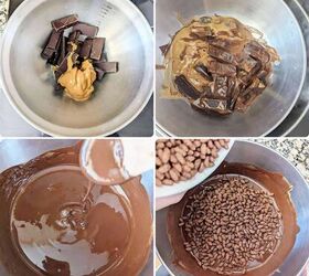 crunchy chocolate puffed rice easter cups 4 ingredients, Step by step process of making creamy vegan chocolate peanut butter fudge
