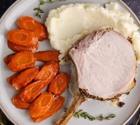 instant pot pork tenderloin, Pork Prime Rib on a plate with carrots and mashed potatoes