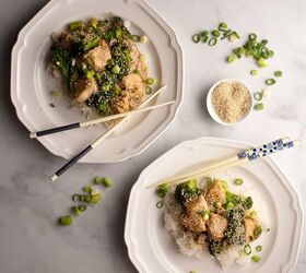 sweet spicy sesame chicken, Two plates of Sweet Spicy Sesame Chicken with chopsticks