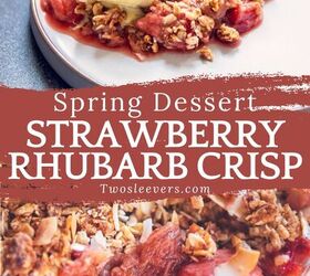 strawberry rhubarb crisp recipe easy rhubarb crumble, Strawberry Rhubarb Crisp Pin with text overlay