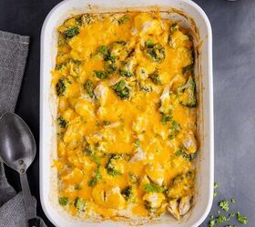 chicken broccoli and rice casserole, Chicken Broccoli Casserole with Rice from above in the baking dish