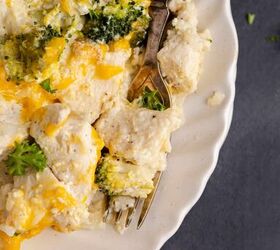 chicken broccoli and rice casserole, Chicken Broccoli Casserole with Rice close up on a plate with a fork