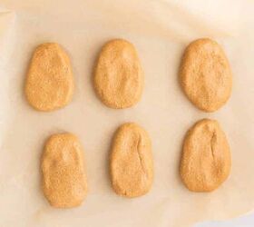 cashew butter reese s eggs gluten free and dairy free recipe, shows what the cashew butter eggs should look like once shaped before freezing