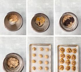 banana chocolate chip cookies, Creamy cookie dough with chocolate chips bundled in a bowl