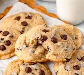 banana chocolate chip cookies, Butter cookies with chocolate chips on a wooden tray with a jar of milk in the background styled for a cozy snack