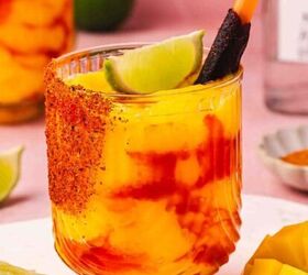 quick air fryer chicken fajita bowl 30 minute weeknight meal, Refreshing frozen mangonada margarita made with mango tequila and chamoy sauce
