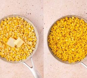 easy mexican street corn cups recipe elote en vaso esquites, Corn kernels saut ing in butter in a pan until lightly charred then cooling after cooking