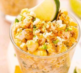 easy mexican street corn cups recipe elote en vaso esquites, Mexican street corn salad served in cups with visible corn kernels creamy sauce and colorful toppings