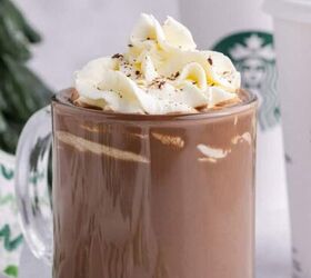 non alcoholic frozen pina colada, Starbucks Peppermint Hot Chocolate in a mug with take away cups in the back
