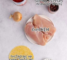 chicken tinga tostadas easy slow cooker recipe, Tostados de Tinga ingredients on a counter