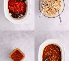chicken tinga tostadas easy slow cooker recipe, Tostados de Tinga being made in a slow cooker and sauce made in a blender