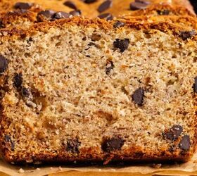 pineapple banana smoothie with coconut milk, Peanut Butter Banana Bread slice up close