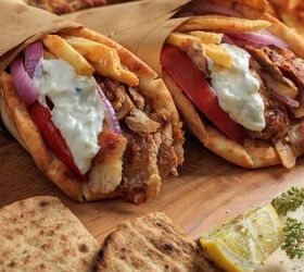 chicken gyro recipe easy chicken gyros, Two Chicken Gyros wrapped in parchment paper