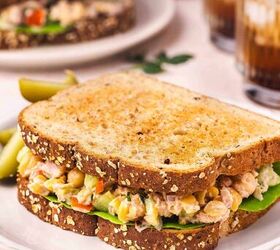 easy tuna chickpea salad sandwich recipe protein packed lunch, Tuna chickpea salad sandwich served as a quick and easy lunch option