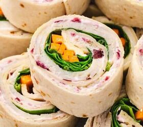 easy tuna chickpea salad sandwich recipe protein packed lunch, Turkey and veggie roll ups with creamy cranberry filling perfect for a healthy lunch wrap