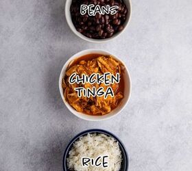 chicken tinga bowl perfect for weekly meal prep, Chicken Tinga Bowl ingredients on a counter
