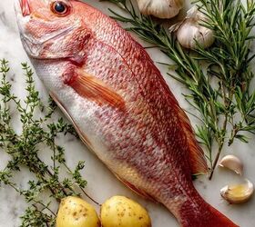 mediterranean baked whole snapper with potatoes garlic bread