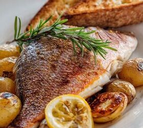 mediterranean baked whole snapper with potatoes garlic bread