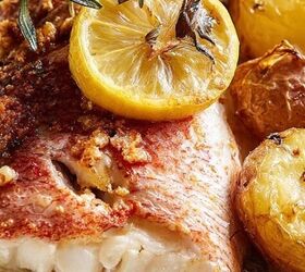 mediterranean baked whole snapper with potatoes garlic bread