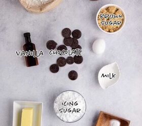 giant chocolate chip cookie cake bakery style easy to make, Chocolate chip cookie cake ingredients on a counter