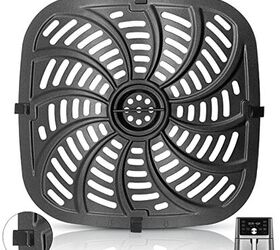 Air Fryer Grill Pan for Chefman TurboTouch Easy View Air Fryer 8 QT, Food Grade Non-Stick Air fryer Accessories Replacement Tray Rack Parts Grill Crisper Plate with Rubber Bumpers, Dishwasher Safe
