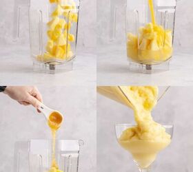 frozen non alcoholic pineapple margarita, Frozen Non Alcoholic Pineapple Margarita being made in a blender
