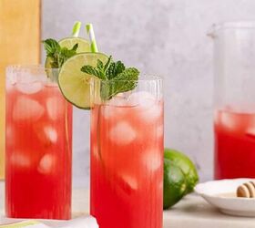 frozen non alcoholic pineapple margarita, Watermelon Agua Frescas with watermelon slices beside