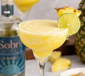 frozen non alcoholic pineapple margarita, Frozen Non Alcoholic Pineapple Margarita with a bottle of zero proof tequila