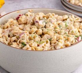 frozen non alcoholic pineapple margarita, Cold Tuna Pasta Salad in a serving bowl with a plateful in the back