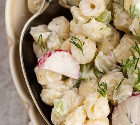 pasta salad with fresh dill, Pasta Salad with Fresh Dill spoonful up close