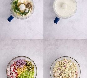 pasta salad with fresh dill, Pasta Salad with Fresh Dill being made in a bowl and food processor