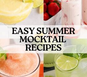 red white and blue pretzel salad made in a square pan, Easy Summer Mocktail Recipes Collage