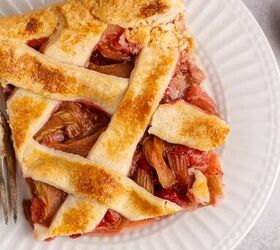 strawberry rhubarb slab pie perfect for a crowd, Strawberry Rhubarb Slab Pie on a plate close up