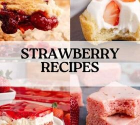 strawberry rhubarb slab pie perfect for a crowd, Collage of Images for a Strawberry Recipe Round up