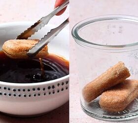 the best no bake tiramisu cheesecake cups mini dessert in jars, Ladyfinger biscuits briefly dipped in coffee and arranged at the bottom of mini dessert cups