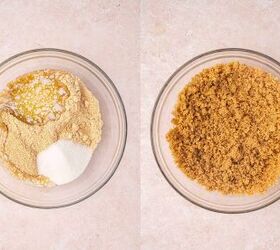 the only no bake pink lemonade pie you ll ever need, Mixing graham cracker crumbs melted butter and sugar in a bowl until the texture resembles wet sand