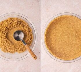 the only no bake pink lemonade pie you ll ever need, Pressing graham cracker crust mixture firmly into a 9 inch pie dish covering the bottom and sides evenly