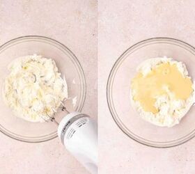the only no bake pink lemonade pie you ll ever need, Beating cream cheese until smooth then mixing in sweetened condensed milk until silky and fully combined