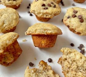 mini banana bread muffins with a life changing hack, close up of Mini Banana Bread Muffins showing domed top