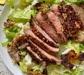 Caesar Salad With Steak and Garlic Parmesan Smashed Potato Croutons