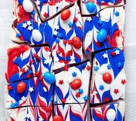 red white and blue chocolate bark, Break bark into pieces by hand