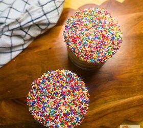 dot cakes easy viral mini dot cake recipe, Overhead image of two mini dot cakes with sprinkle topping