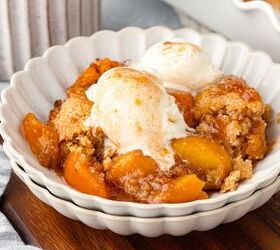 peach cobbler with fresh milled flour, Peach Cobbler with Fresh Milled Flour in a white scalloped bowl